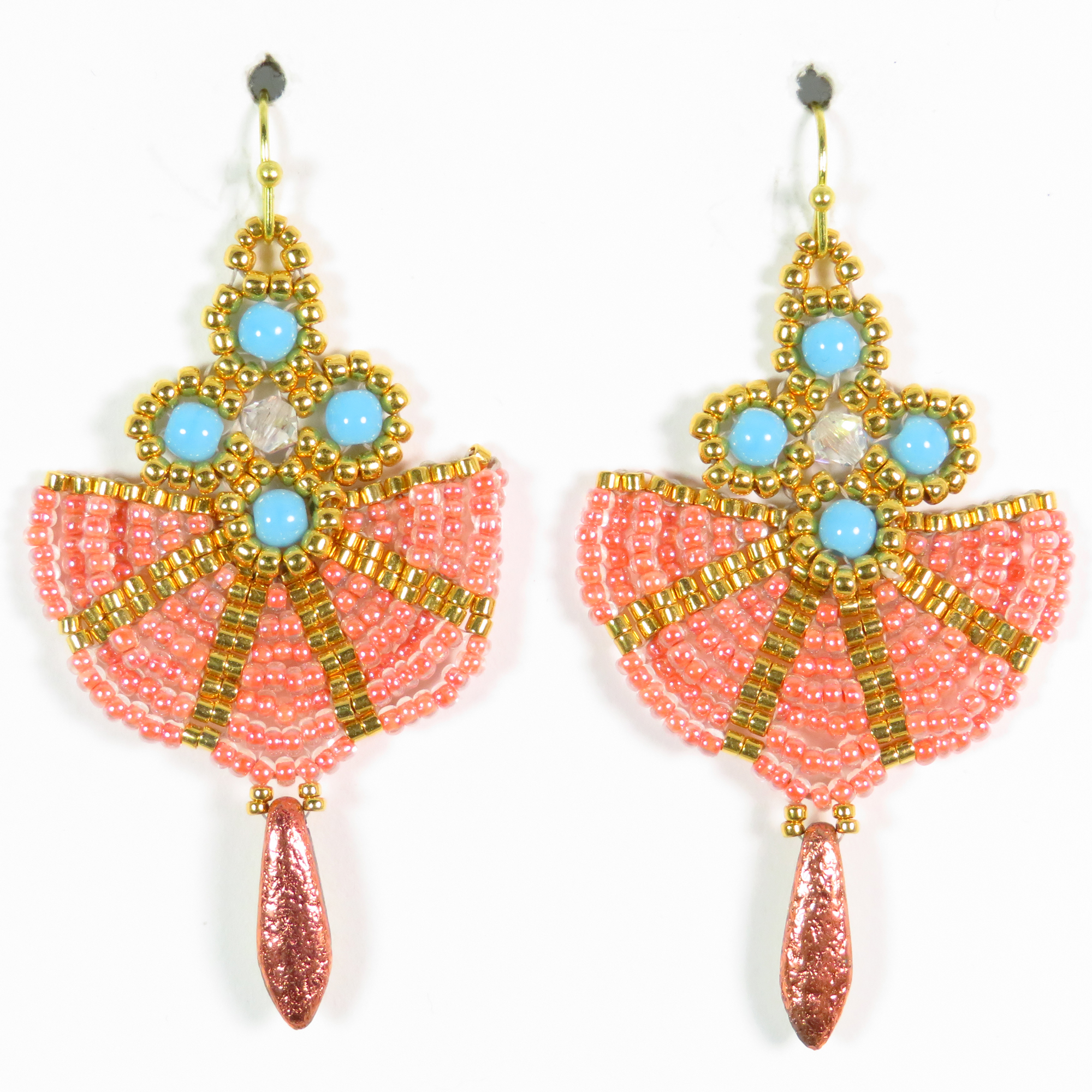 Elegant Asian fan style beaded earrings by Bonnie Van Hall
