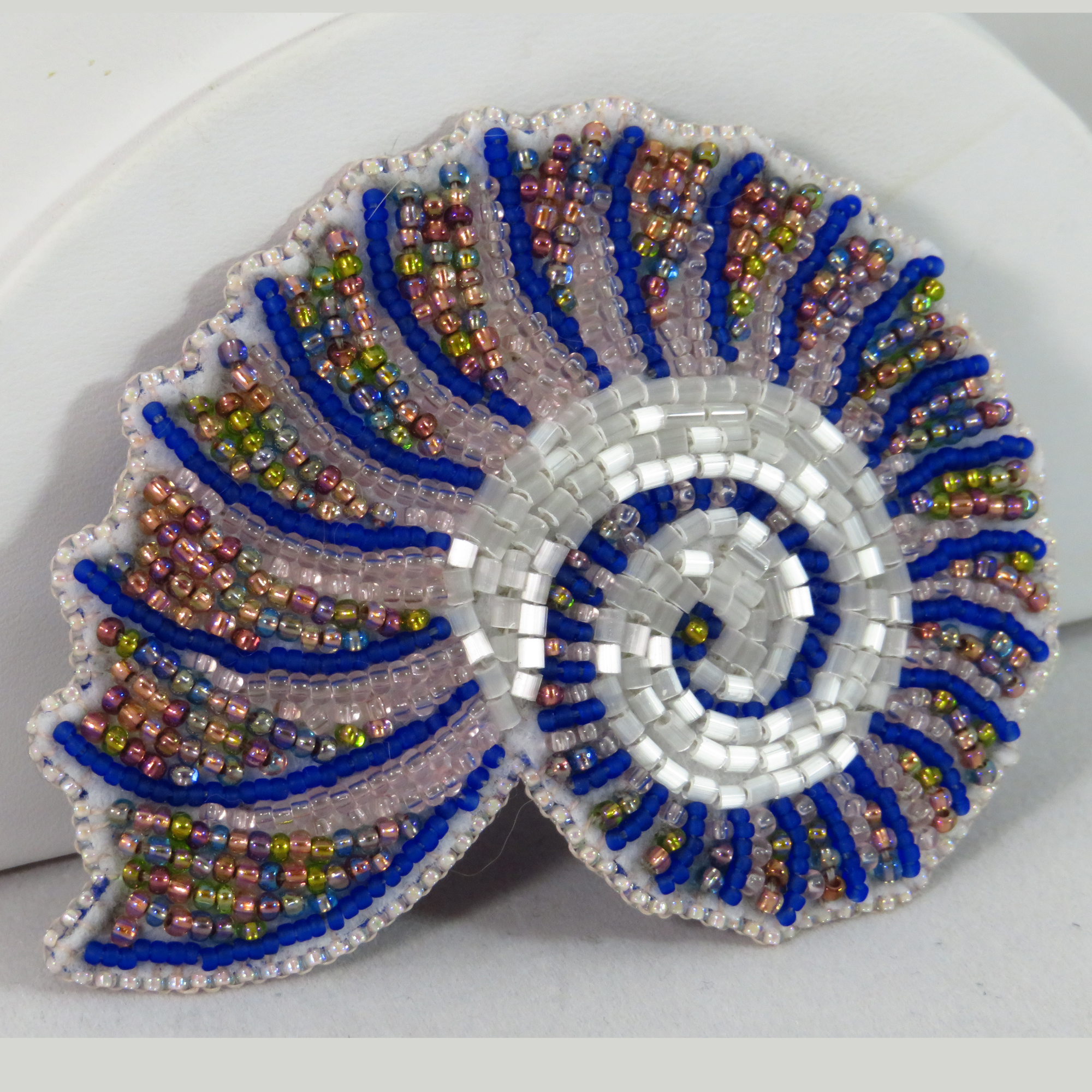Opalescent Seashell bead embroidered Barrette Hair Ornament by Bonnie Van Hall