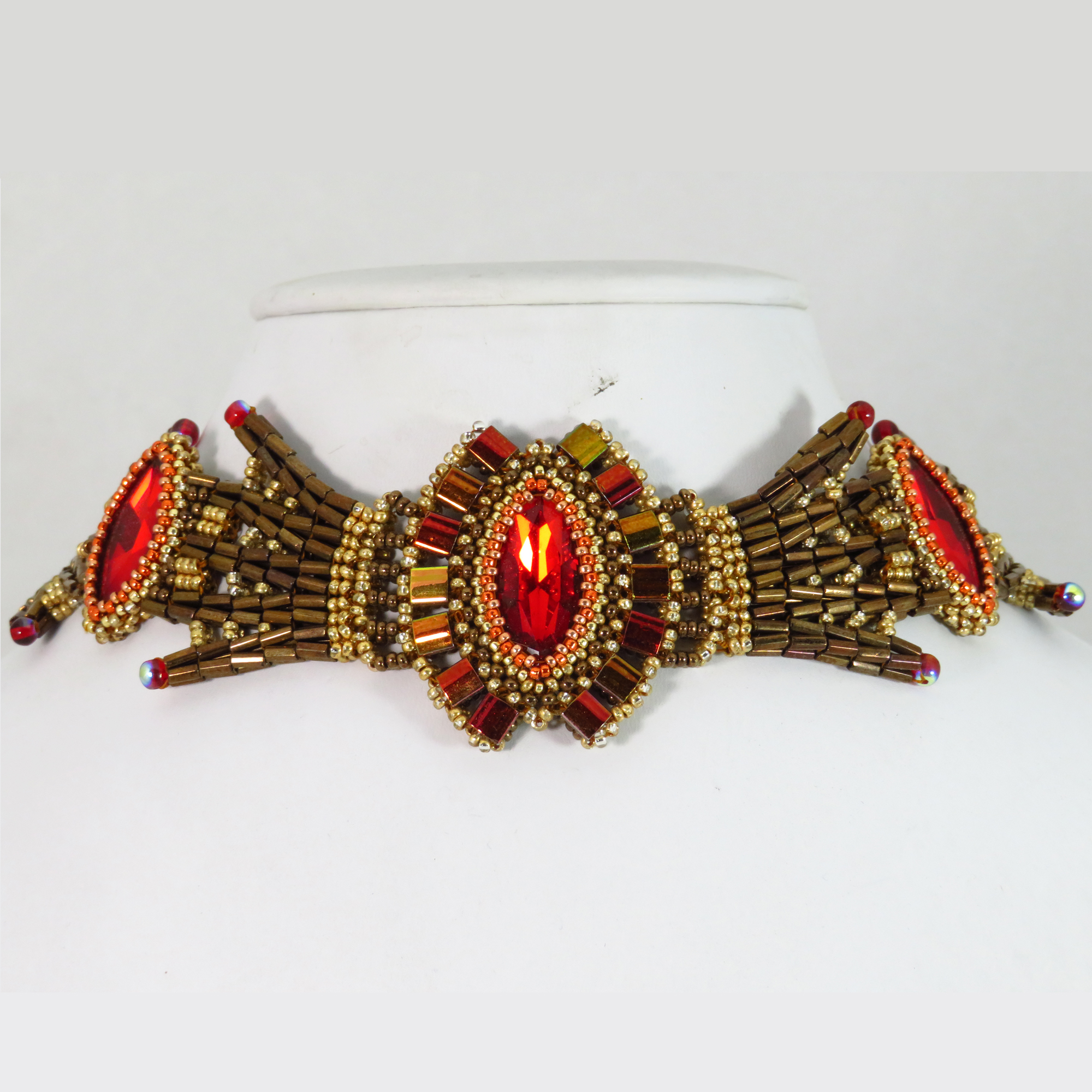 Art Nouveau beaded Baroque crystal choker by Bonnie Van Hall