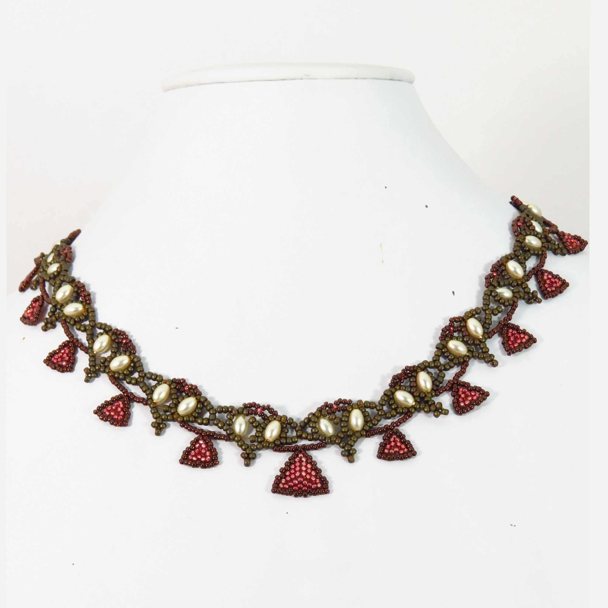 Southwestern Art Deco Squash Blossom artisan beaded necklace by Bonnie Van Hall