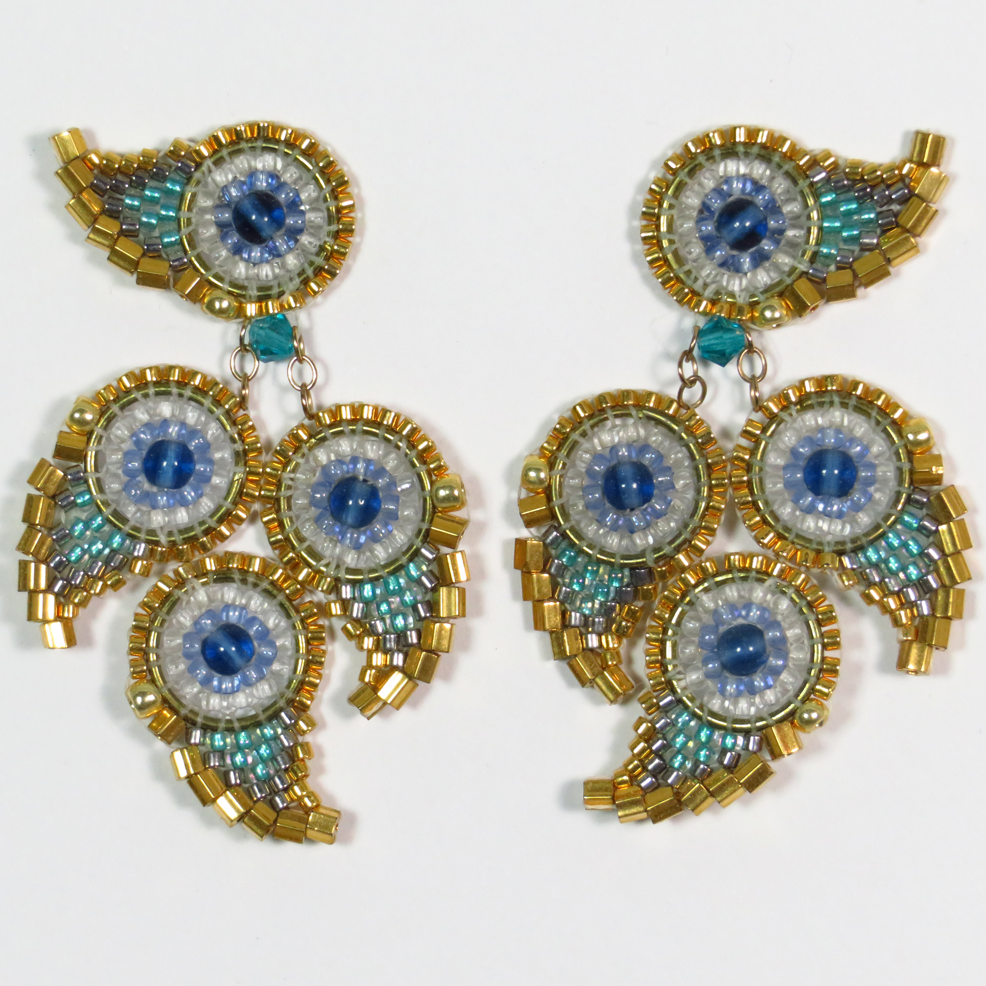 Paisley Peacock beaded earrings by Bonnie Van Hall