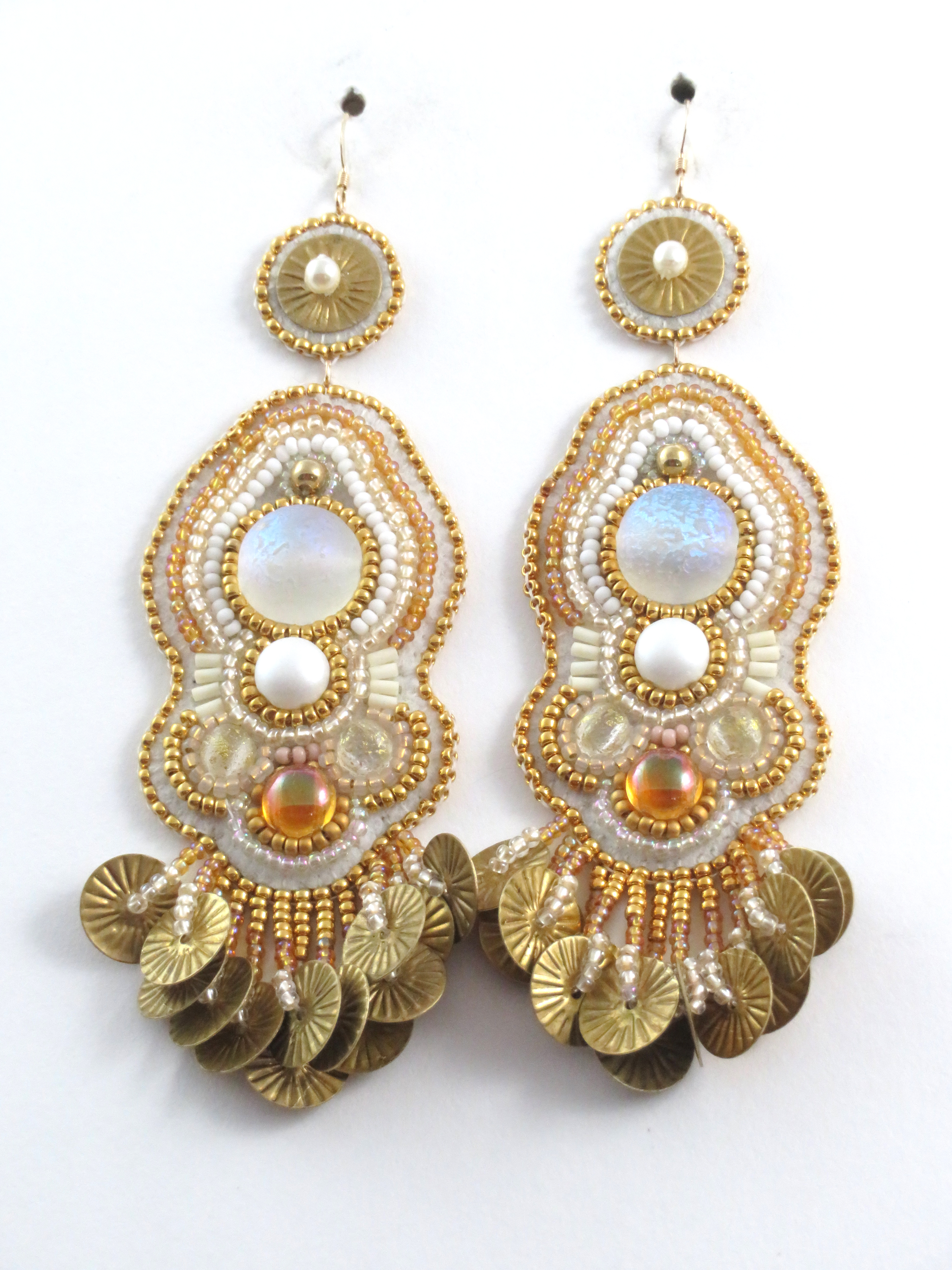 Handmade artisan beaded fringe earrings by Bonnie Van Hall