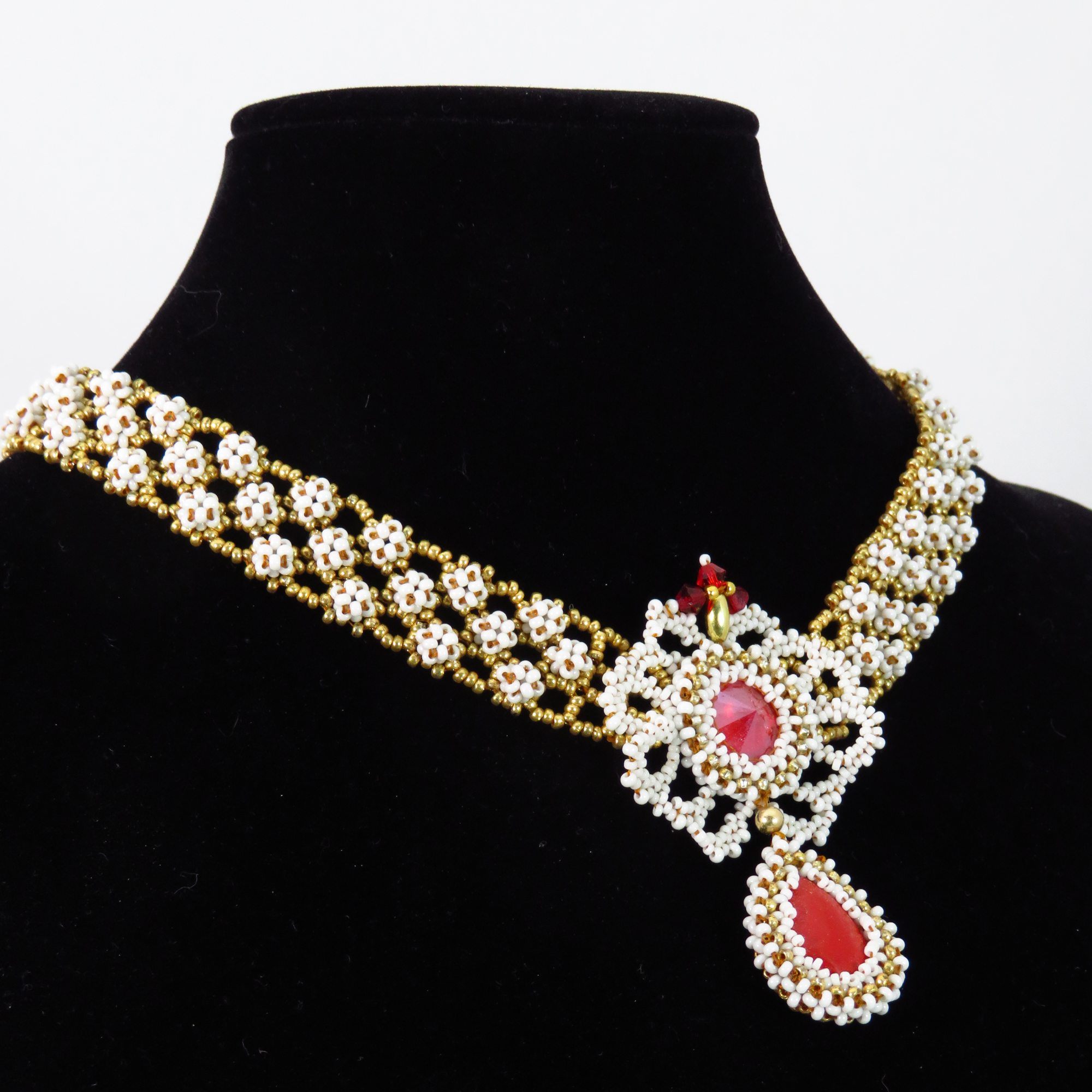 Victorian crystal beaded wedding choker by Bonnie Van Hall